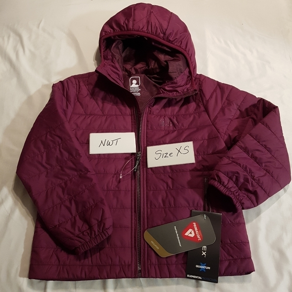 Eastern Mountain Sports girls size XS jacket purple pertex quantum windproof NEW